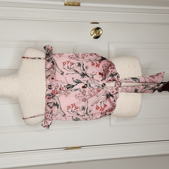 Johanna Ortiz Tops - JOHANNA ORTIZ x H&M Mauve Floral Tie Hem Satin Blouse Size M